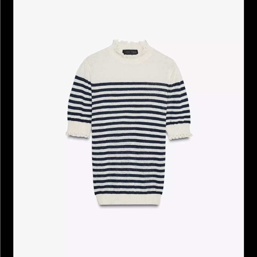 Zara Short Sleeve Striped Knit Jumper
